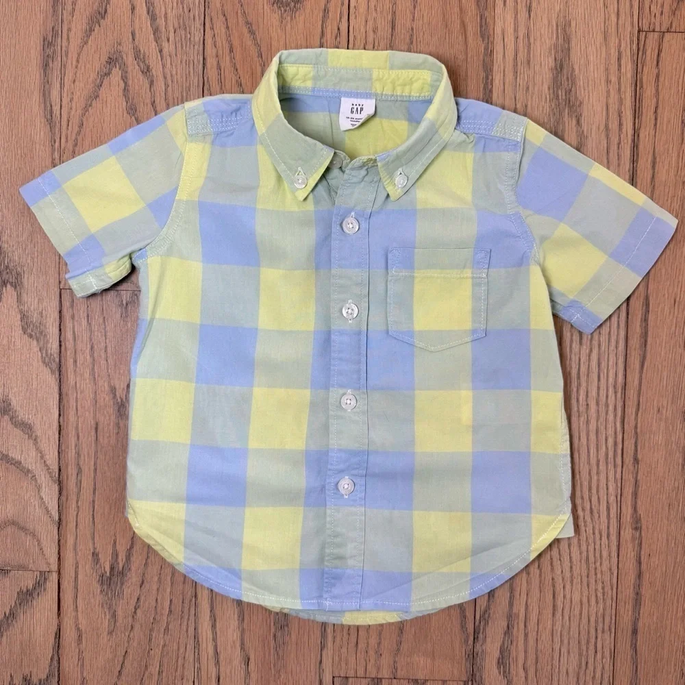 GAP Kids Toddler Plaid Short Sleeve Shirt Size 18-24 Months